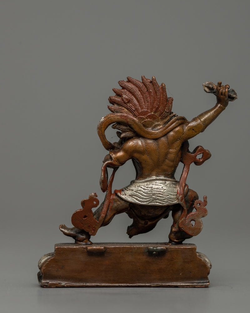 Copper Oxidized Vajrapani Statue | Machine Made Protector Deity Sculpture