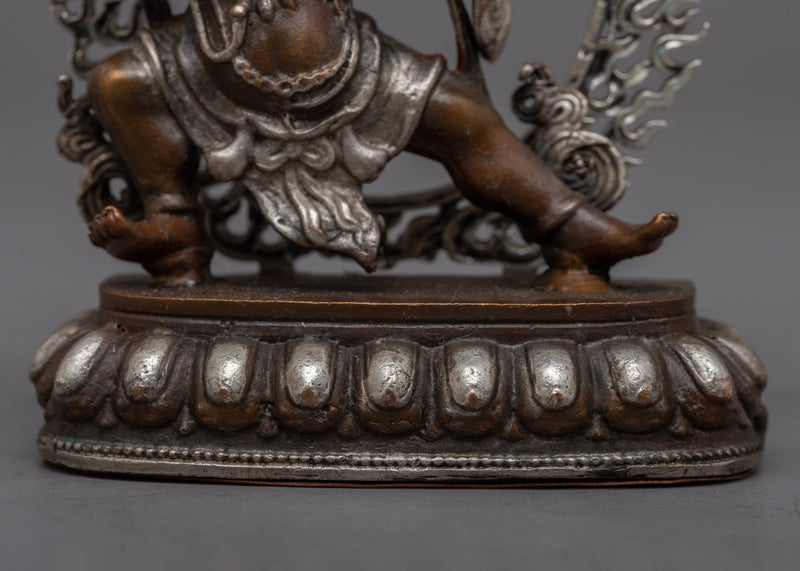 Copper Oxidized Vajrapani Statue | Machine Made Protector Deity Sculpture