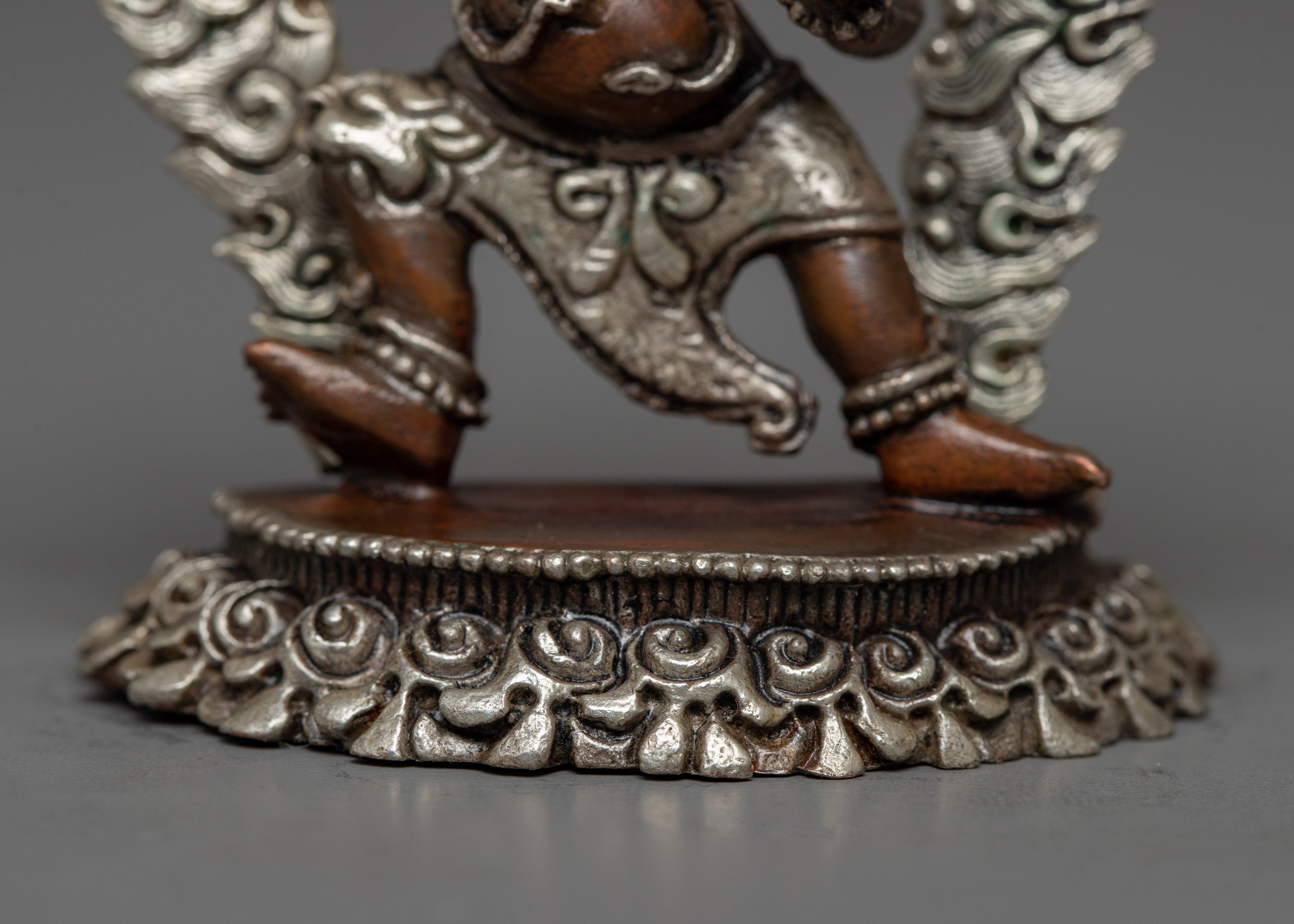 Machine Made Silver Plated Vajrapani Statue |  Fierce and Protective Buddhist Symbol