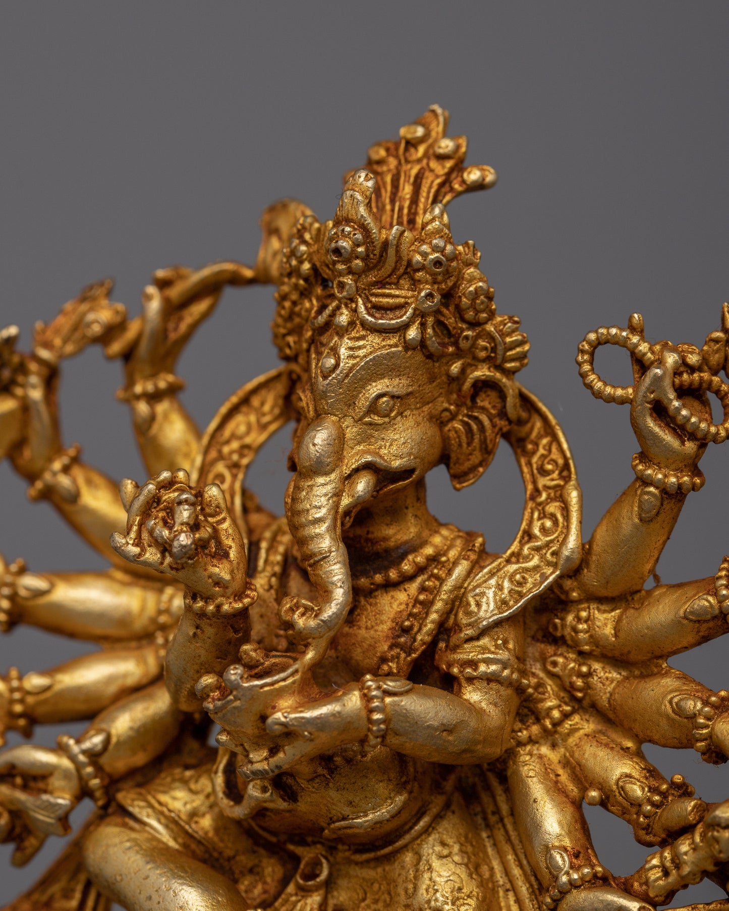 Dancing Ganesh Statue | 24K Gold Gilded Statue from Nepal