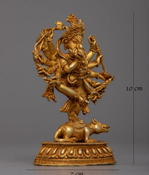 Dancing Ganesh Statue | 24K Gold Gilded Statue from Nepal