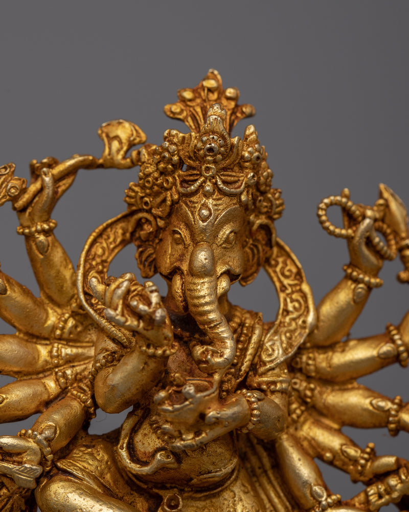 Dancing Ganesh Statue | 24K Gold Gilded Statue from Nepal