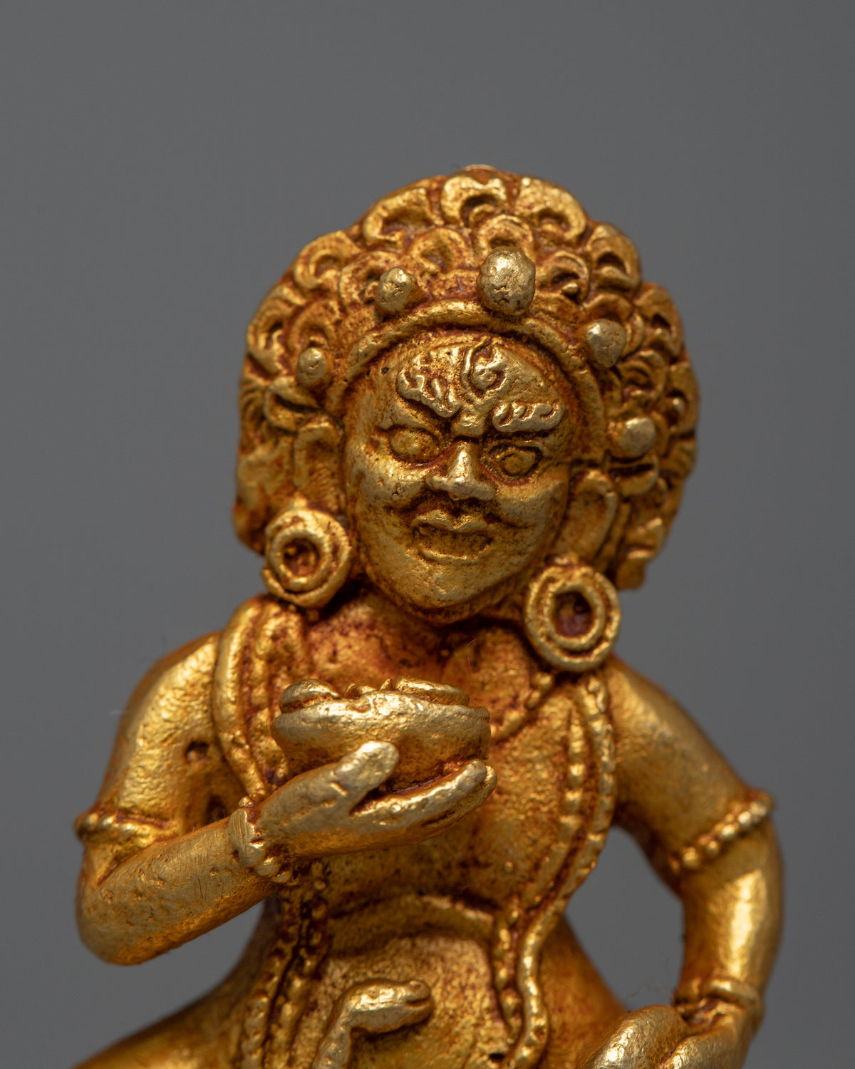 24k Gold Plated Black Jambhala Statue | Machine Made Artwork