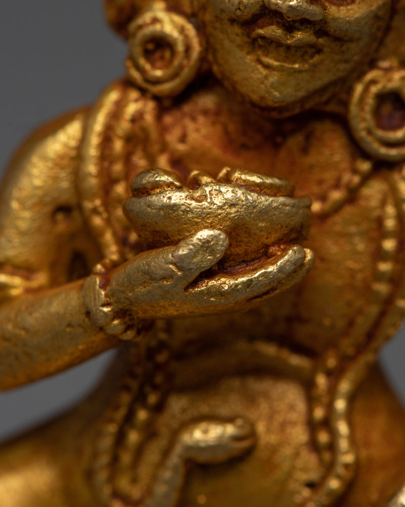 24k Gold Plated Black Jambhala Statue | Machine Made Artwork