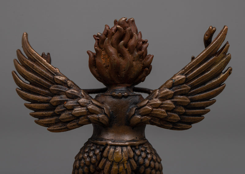 Oxidized Copper Garuda Statue | Deity of Strength and Vigilance