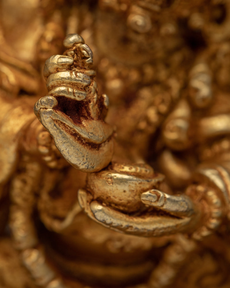 Machine Made Mahakala Statue |  Copper Body for Powerful Tibetan Buddhist Decor