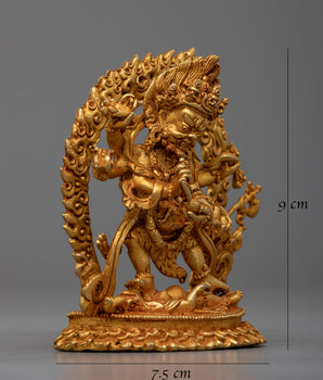 Machine Made Mahakala Statue |  Copper Body for Powerful Tibetan Buddhist Decor