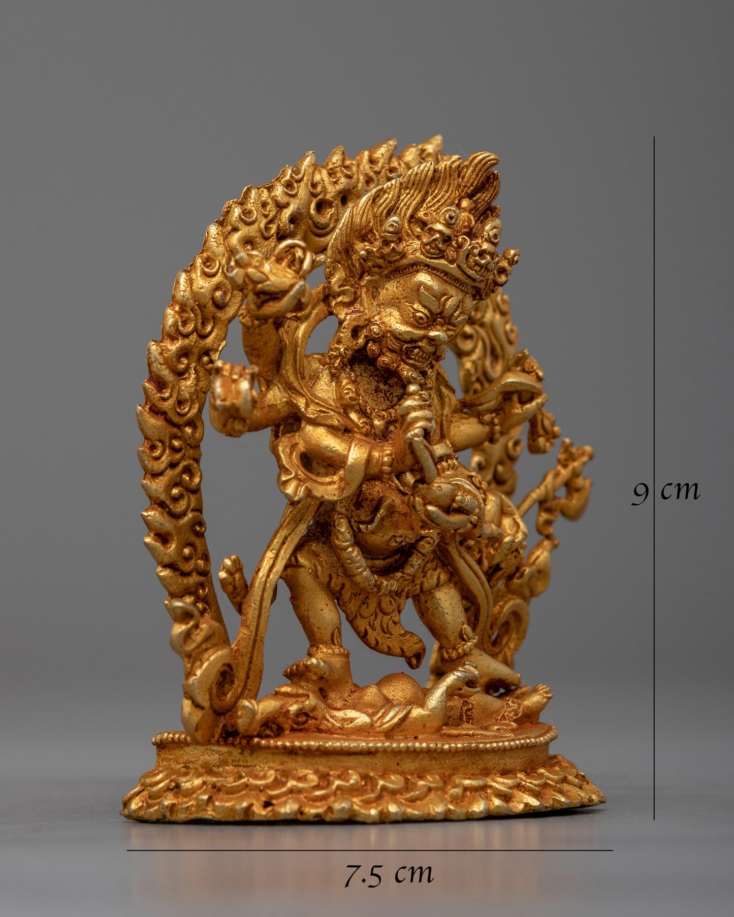 Machine Made Mahakala Statue |  Copper Body for Powerful Tibetan Buddhist Decor