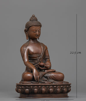 Oxidized copper shakyamuni-buddha-statue