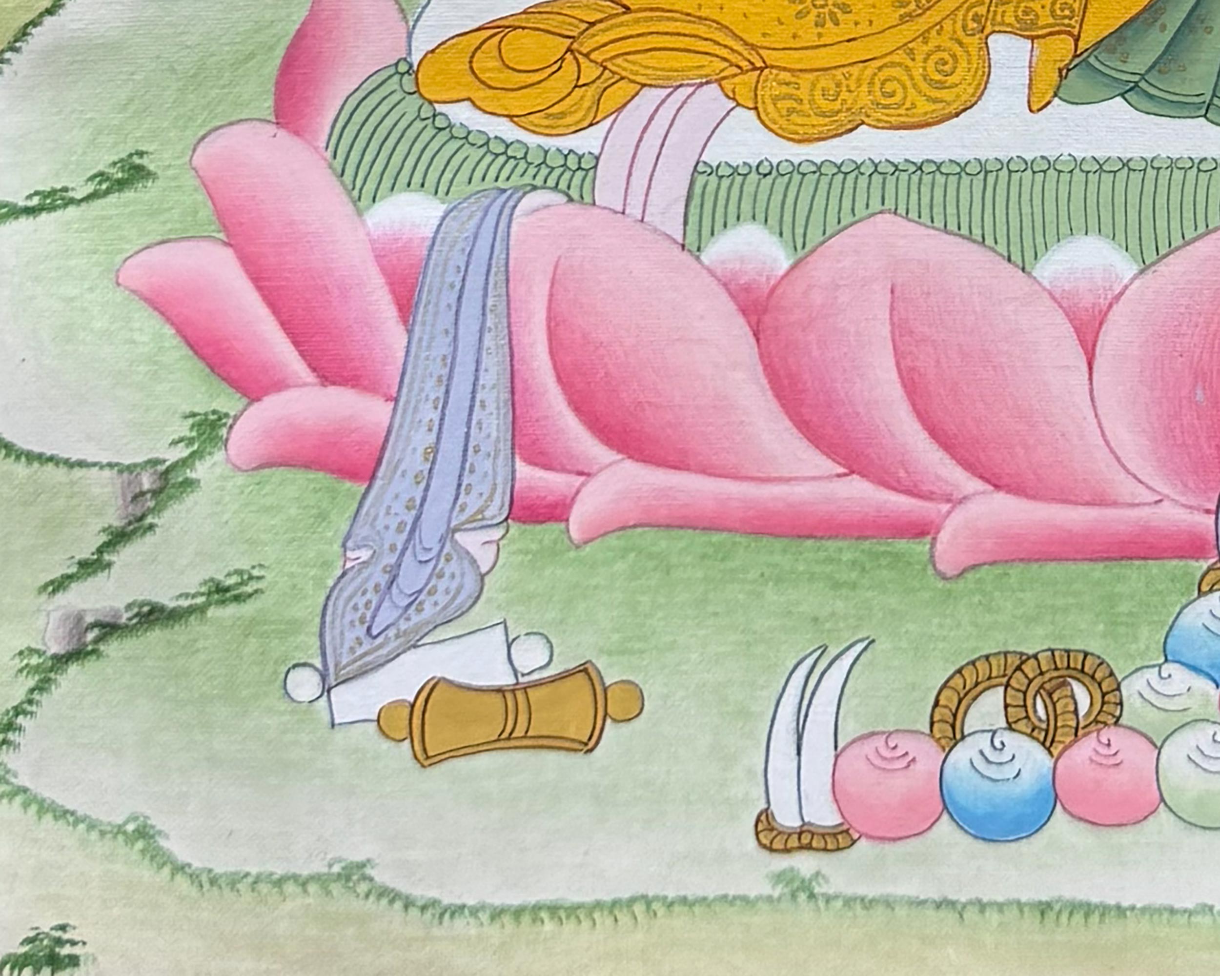 Chenrezig Thangka With Brocade | Embodiment of Universal Love