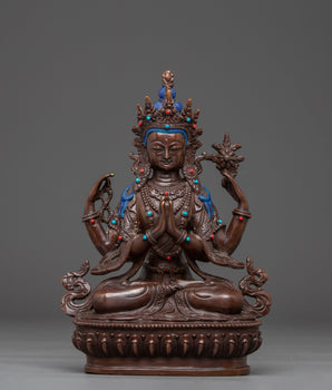 Handmade Statue of Bodhisattva Chenrezig | Tibetan Buddhism Art
