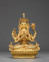 Copper Chenrezig Statue: Lord of Compassion