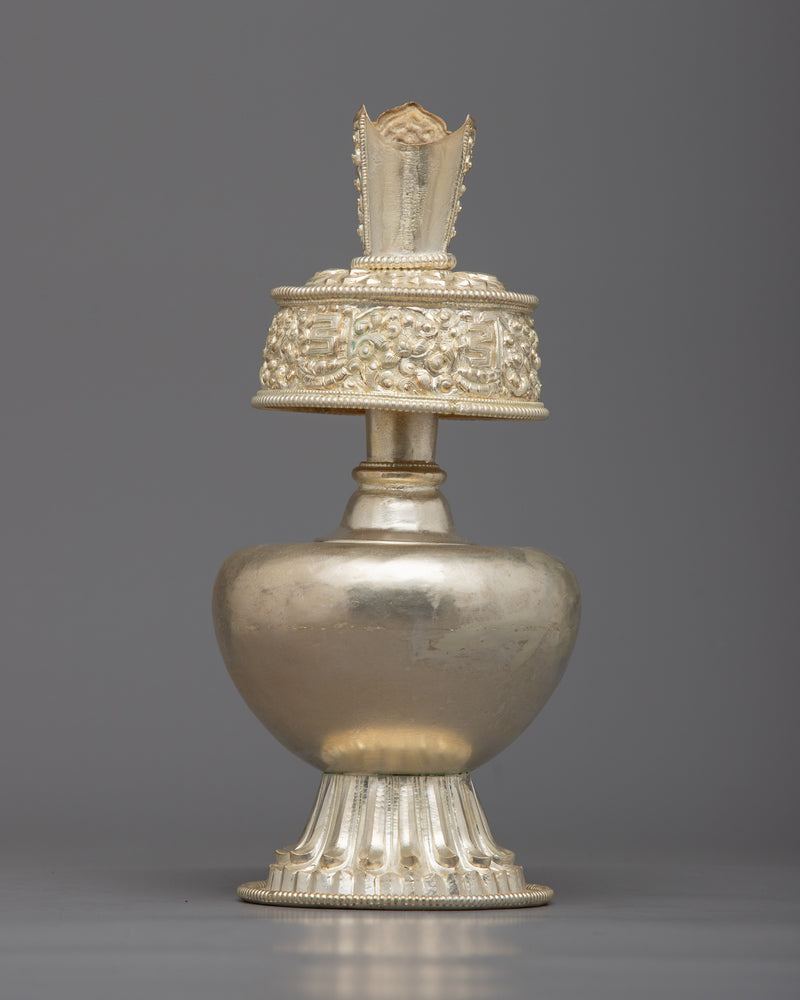 Silver Plated Bhumba Set | Tibetan Ritual Vases for Spiritual Practice