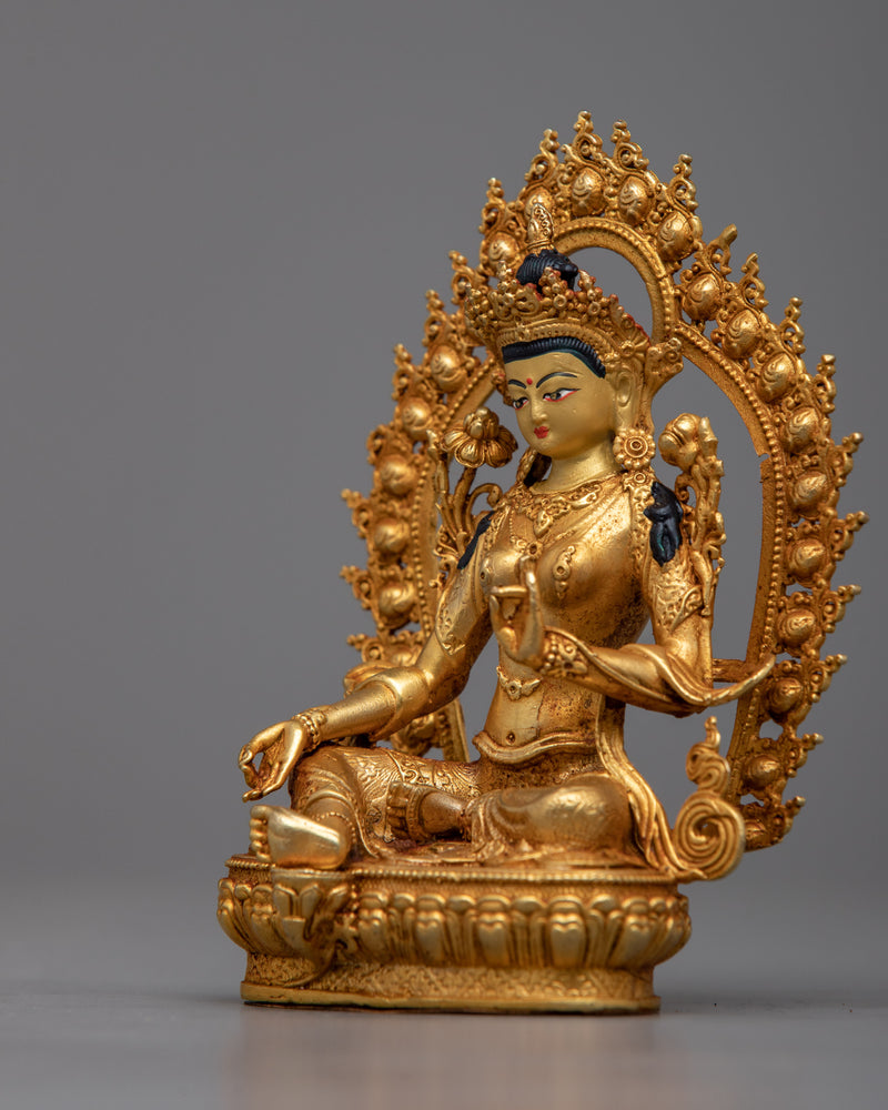 Miniature Green Tara Statue | Portable Buddhist Figurine
