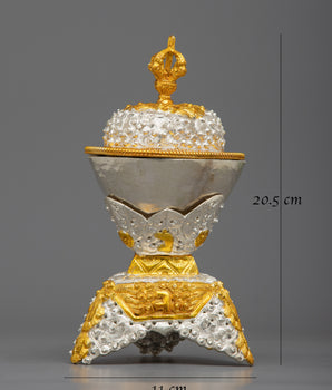 Silver Plated Kapala Set | Tibetan Buddhist Ritual Offering Cup