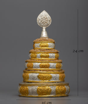 Decorative Copper Rice Offering Set | Beautifully Mandala Crafted for Your Home Altar
