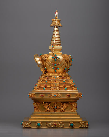 Authentic Handcrafted Buddhist Stupa Statue | Traditional Dharma Art