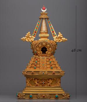 Authentic Handcrafted Buddhist Stupa Statue | Traditional Dharma Art