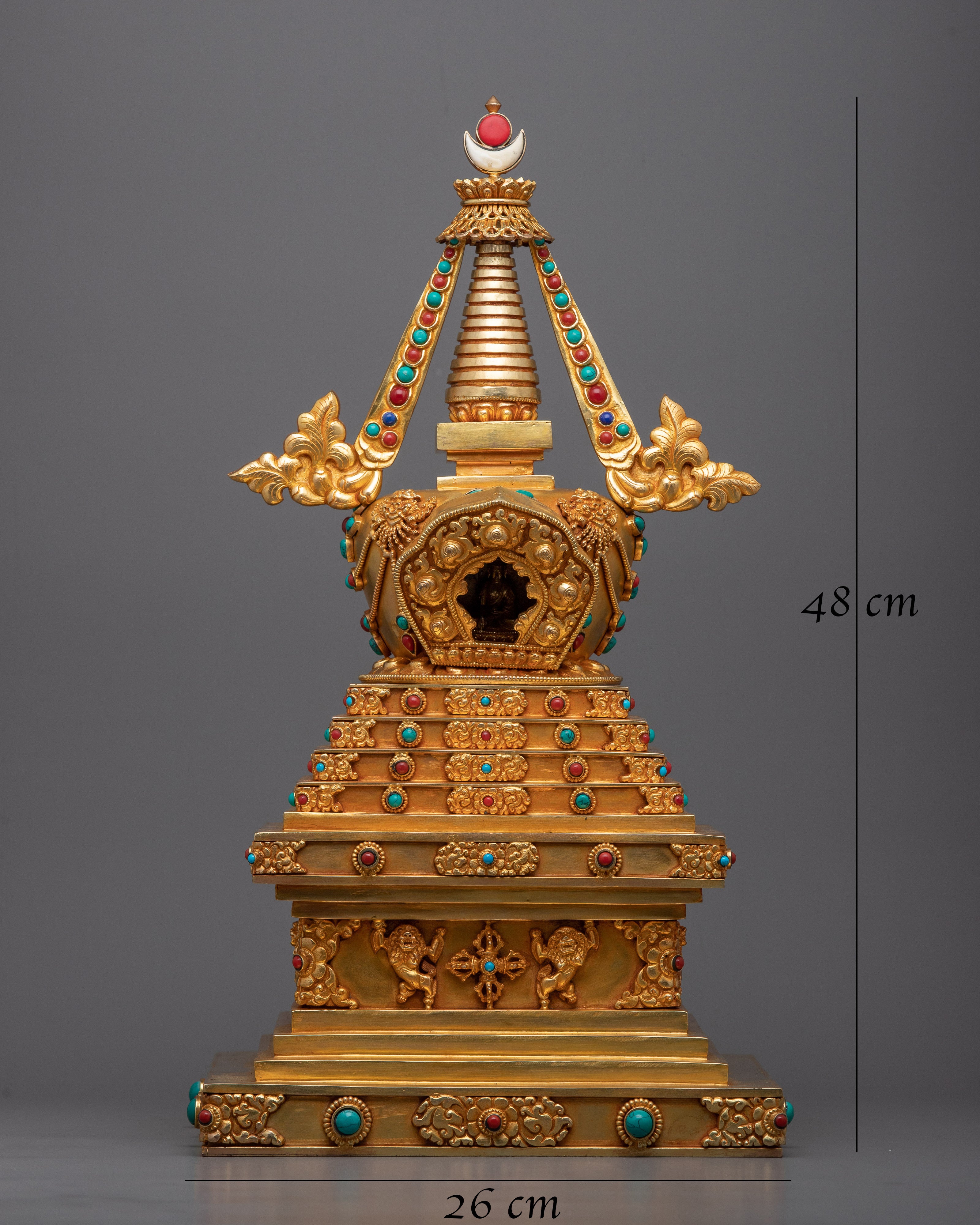 Authentic Handcrafted Buddhist Stupa Statue | Traditional Dharma Art