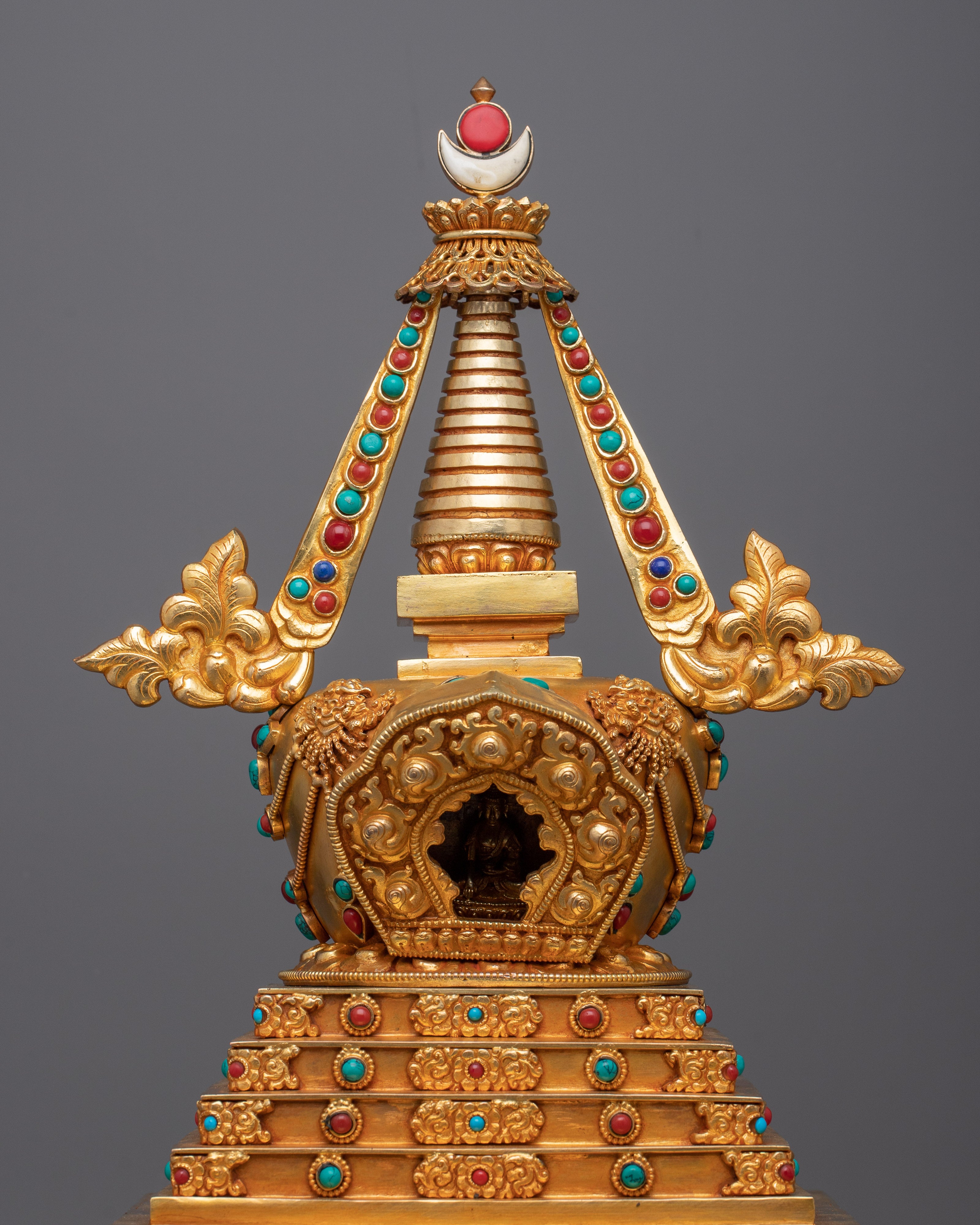 Authentic Handcrafted Buddhist Stupa Statue | Traditional Dharma Art