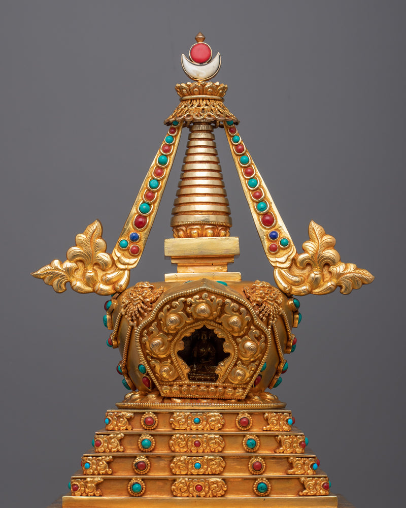 Authentic Handcrafted Buddhist Stupa Statue | Traditional Dharma Art