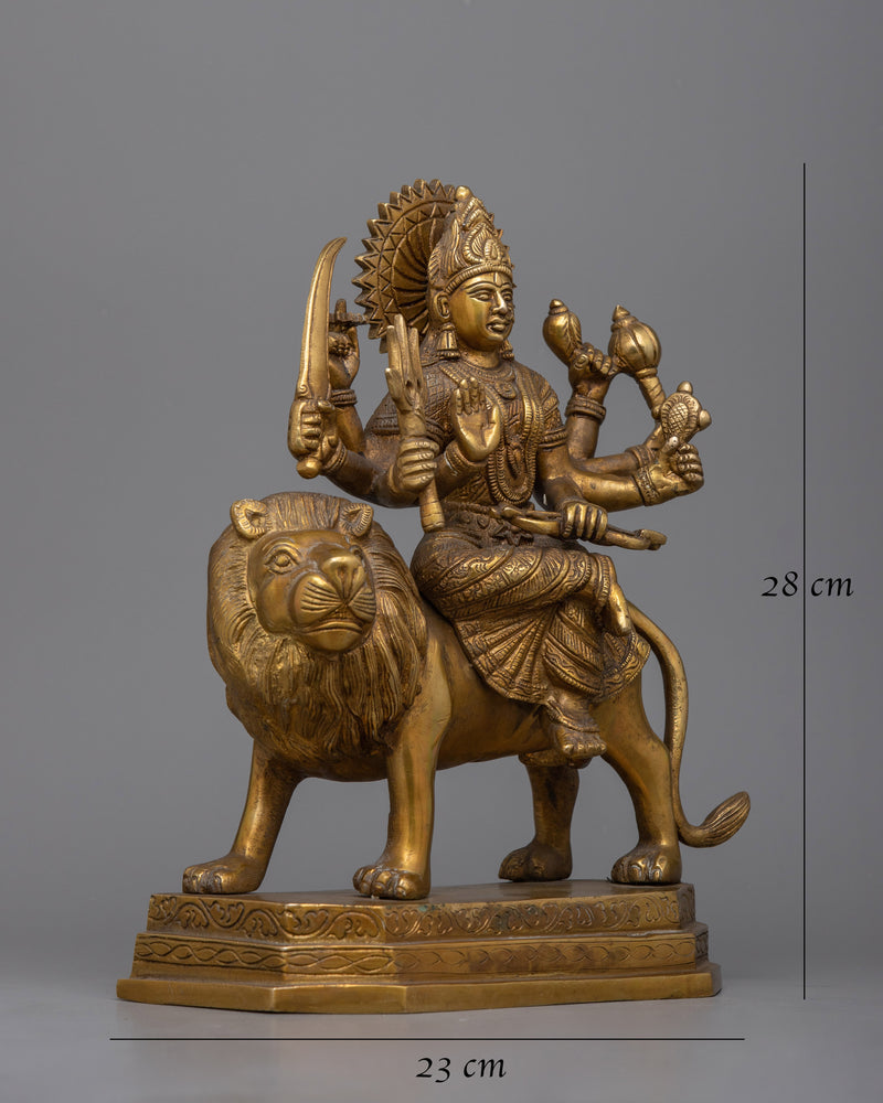 Brass Durga Maa Statue |  Hindu Deity for Protection and Prosperity