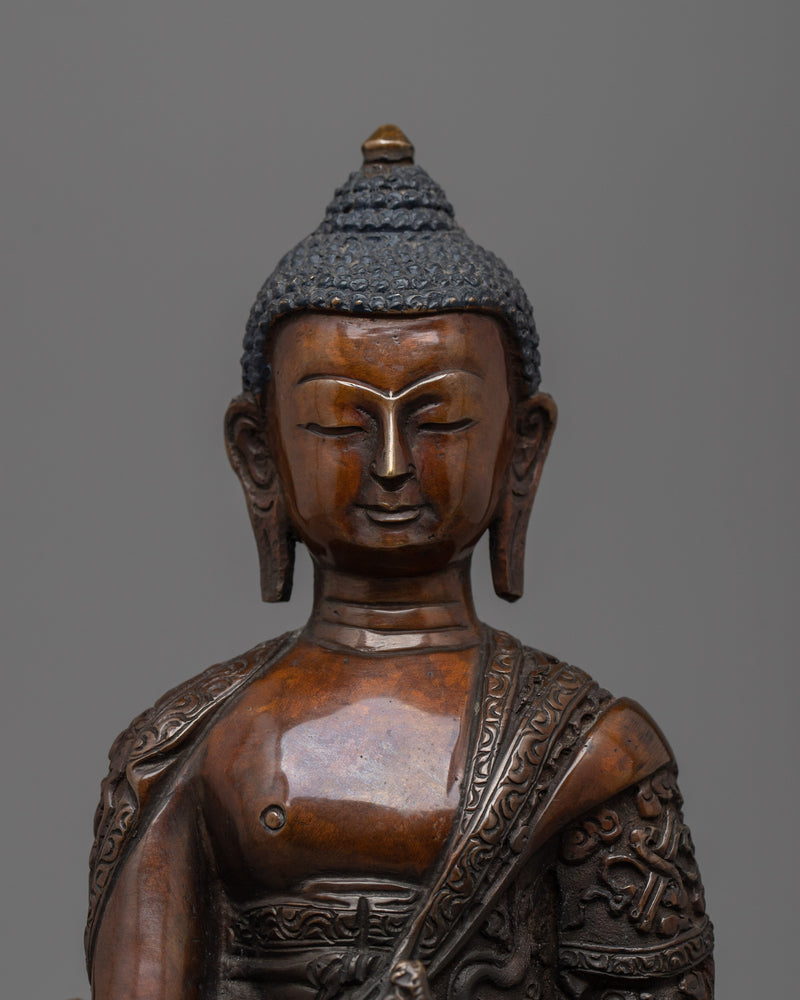 Copper Medicine Buddha Statue | Serene Figurine for Meditation and Healing