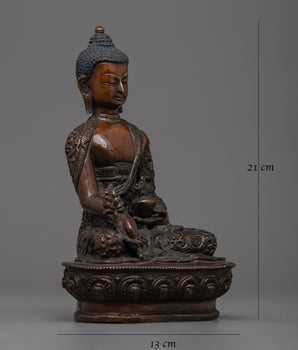 Copper Medicine Buddha Statue | Serene Figurine for Meditation and Healing