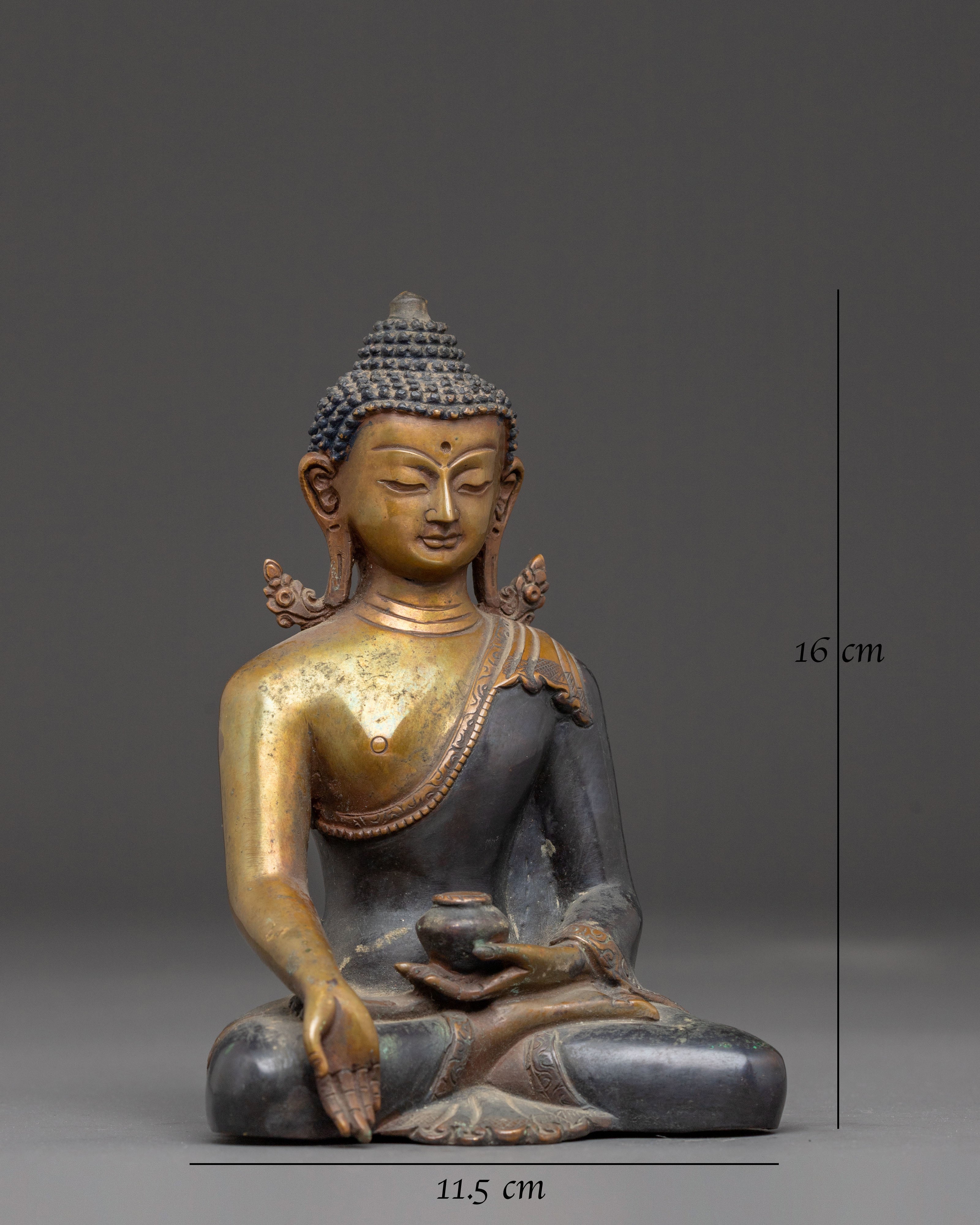 Handmade Ratnasambhava Oxidized Copper Statue | Meditation Altar Decor