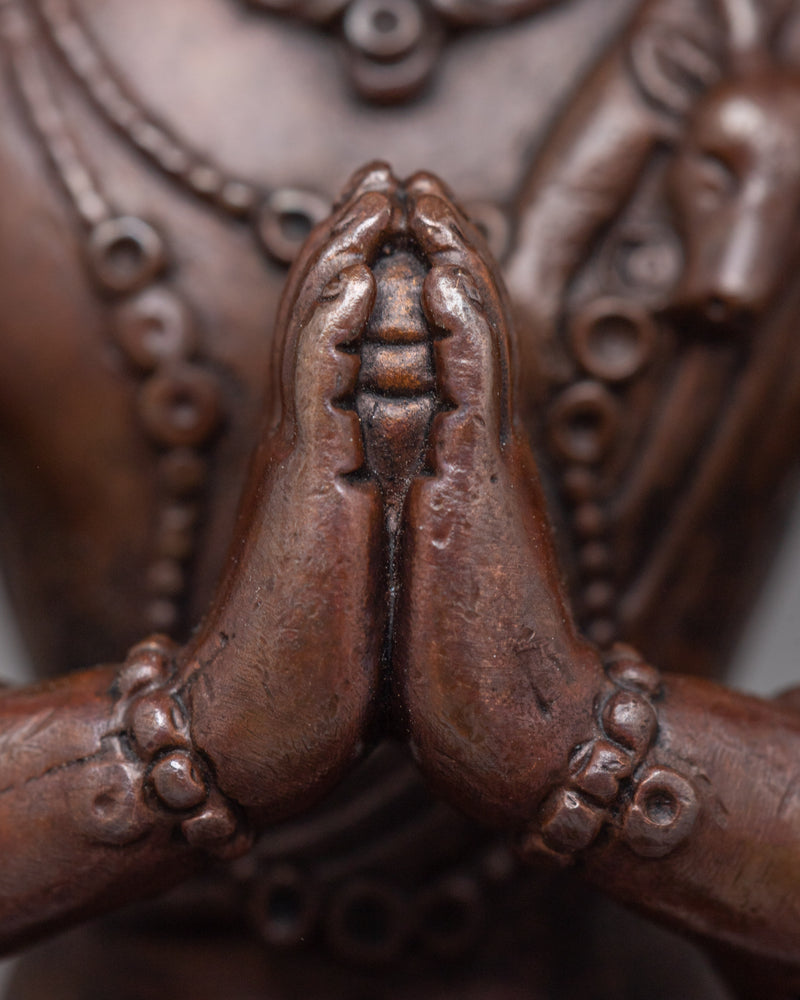 Oxidized Copper Chenresig Statue | Reflect the Eternal Compassion and Wisdom of the Bodhisattva