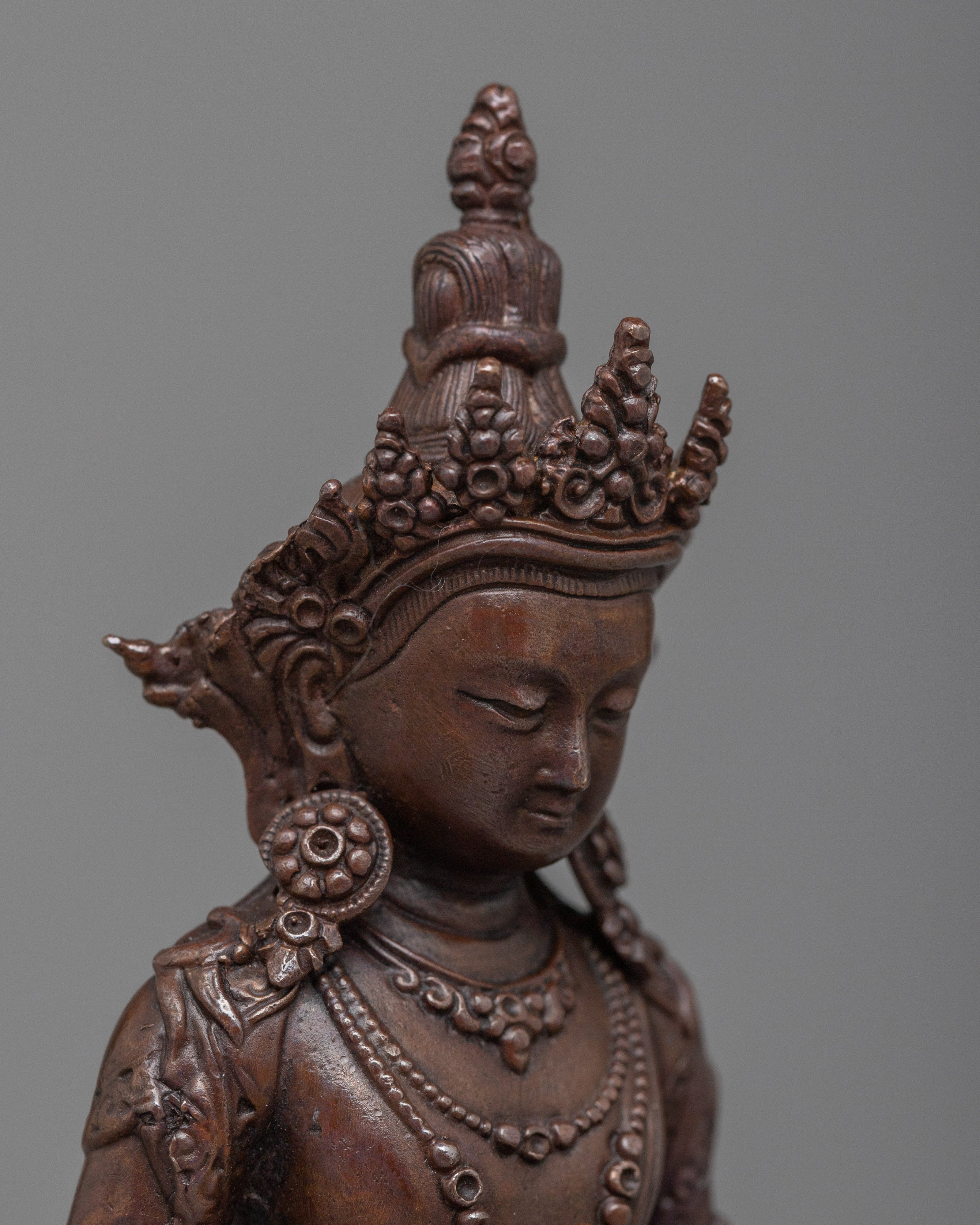 Copper Buddha Amitayus Statue |  Radiating Healing and Longevity Blessings