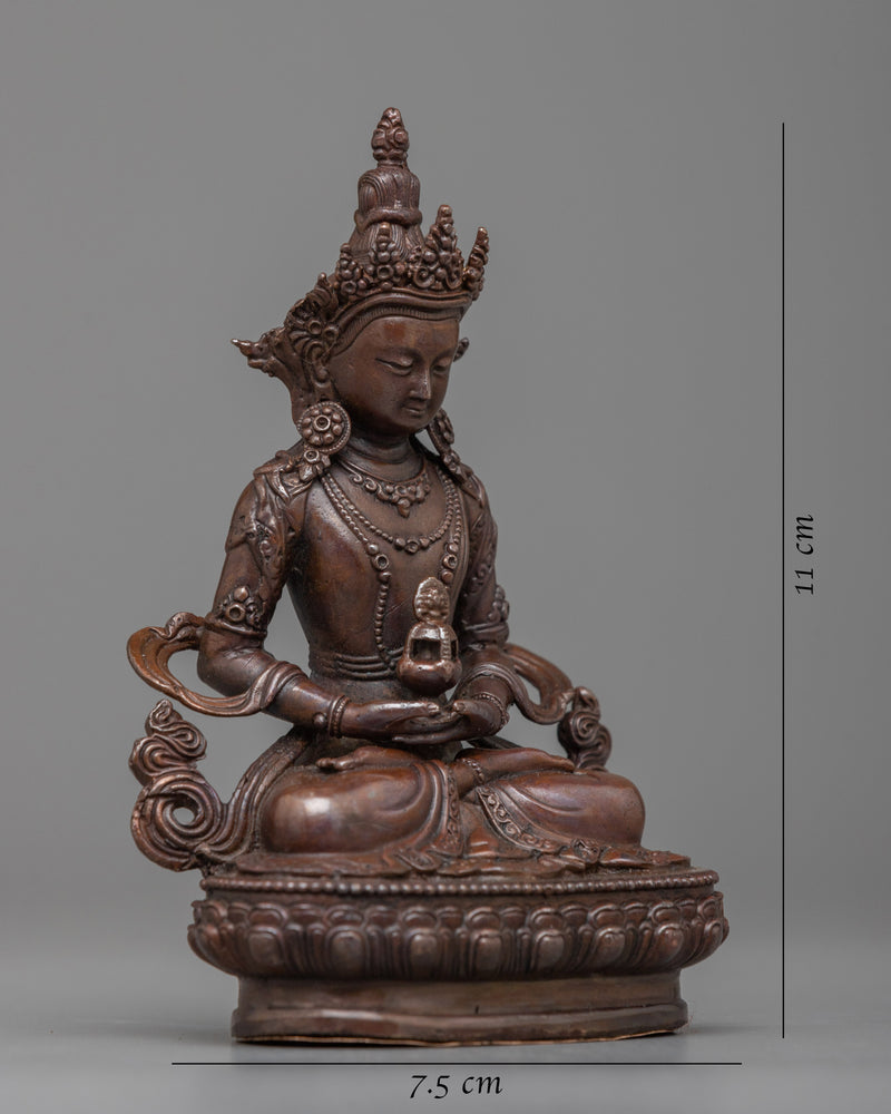 Copper Buddha Amitayus Statue |  Radiating Healing and Longevity Blessings