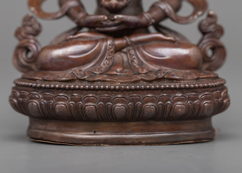 Copper Buddha Amitayus Statue |  Radiating Healing and Longevity Blessings