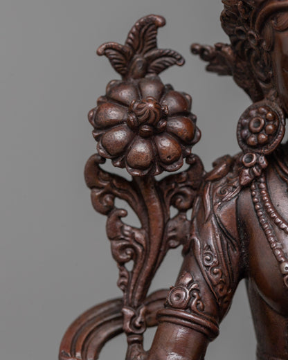 Copper Machine Made White Tara Statue | Invoke Serenity and Healing Art