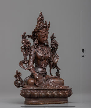 Copper Machine Made White Tara Statue | Invoke Serenity and Healing Art