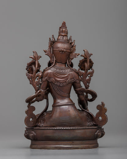 Copper Machine Made White Tara Statue | Invoke Serenity and Healing Art