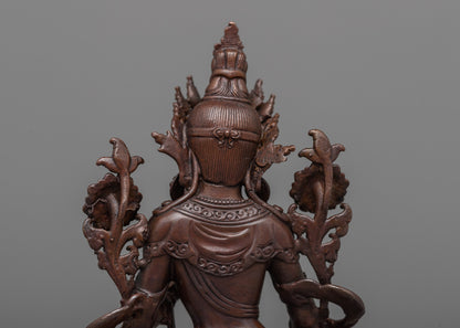 Copper Machine Made White Tara Statue | Invoke Serenity and Healing Art