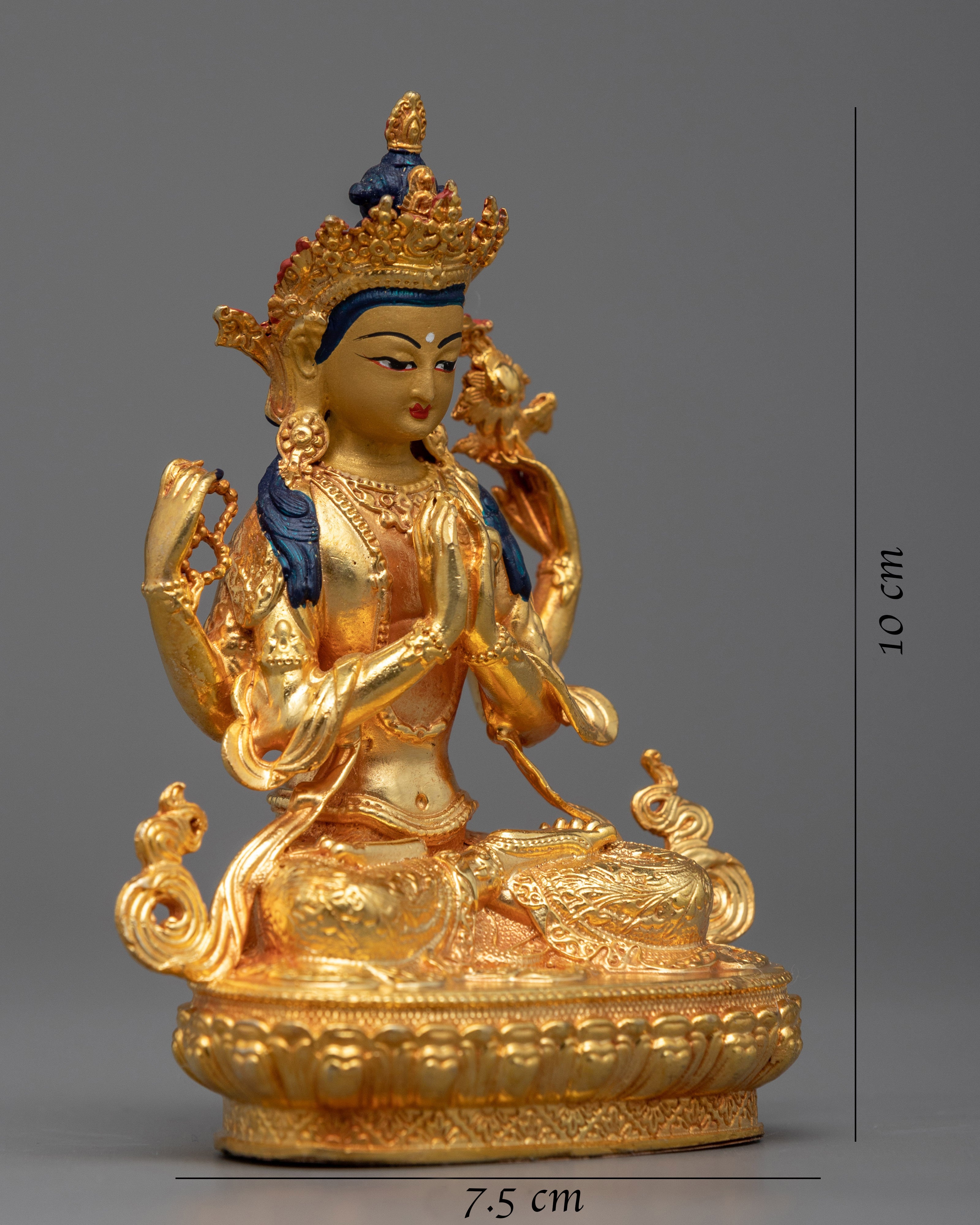 Bodhisattva Four -Armed Chenrezig Statue | Embodiment of Compassionate Wisdom and Healing Grace