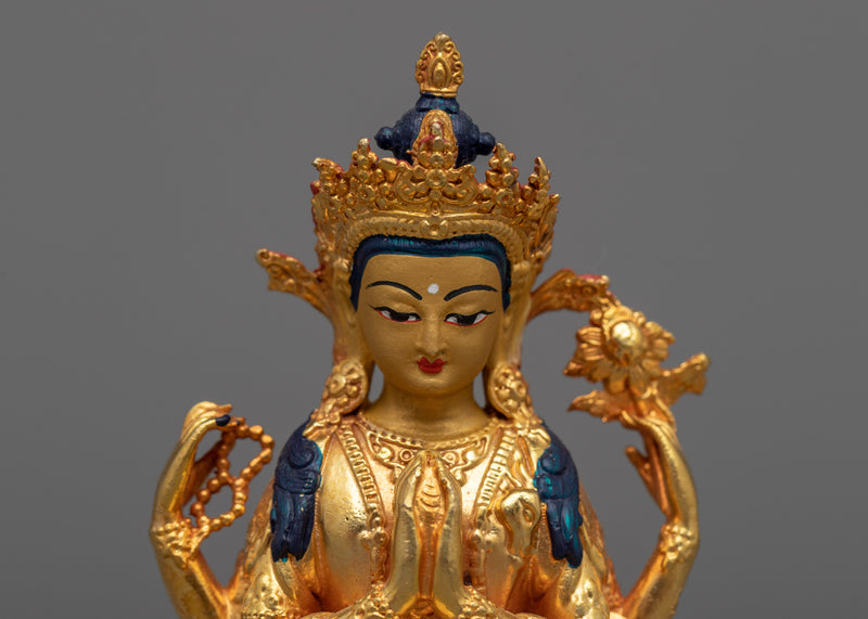 Bodhisattva Four -Armed Chenrezig Statue | Embodiment of Compassionate Wisdom and Healing Grace