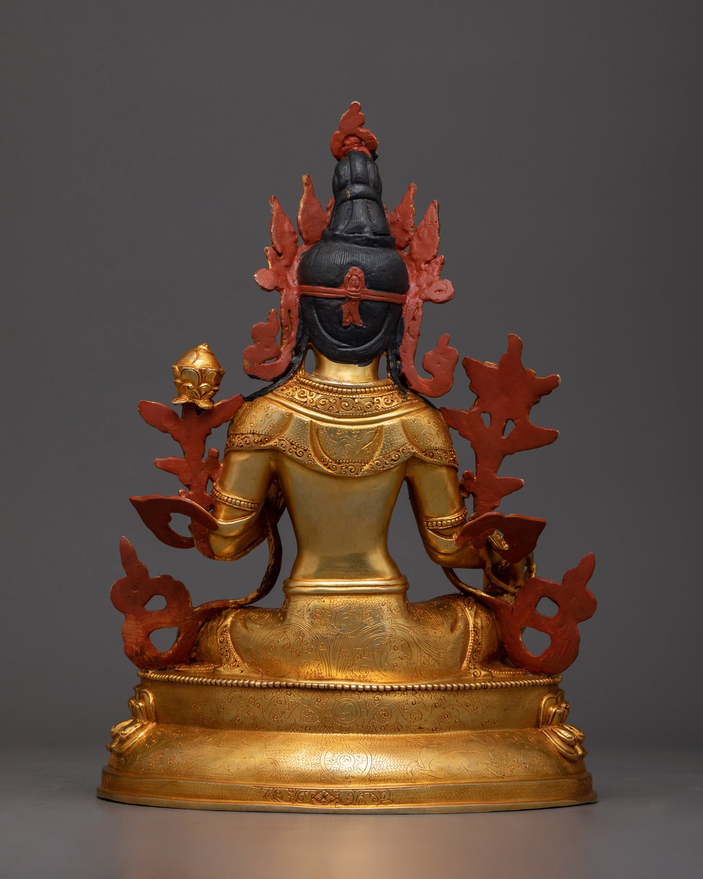 Large Copper Green Tara Sculpture | Majestic Buddhist Decor for Home or Altar