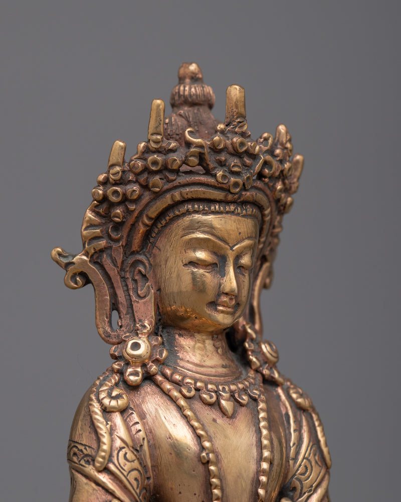 Copper Amitayus Buddha Statue | Serene Buddhist Figure for Inner Peace