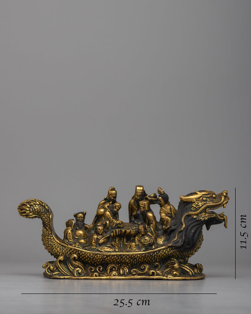 Eight Immortals on Dragon Boat Statue | Celebrating Chinese Legends and Traditions