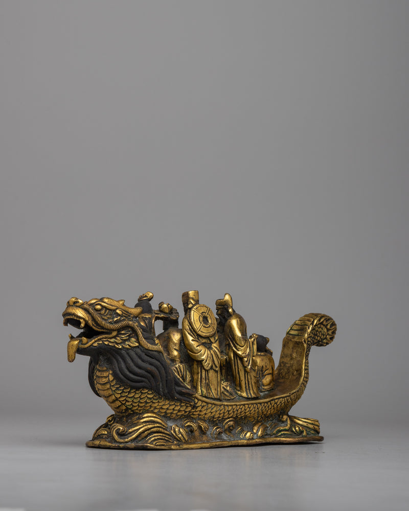 Eight Immortals on Dragon Boat Statue | Celebrating Chinese Legends and Traditions