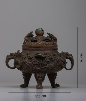 Copper Dragon Incense Burner | Traditional Design for Meditation Space