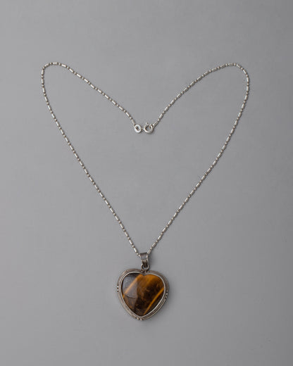 Tiger's Eye Pendant Locket Heart Shaped | Spiritual Jewelry for Balance and Insight