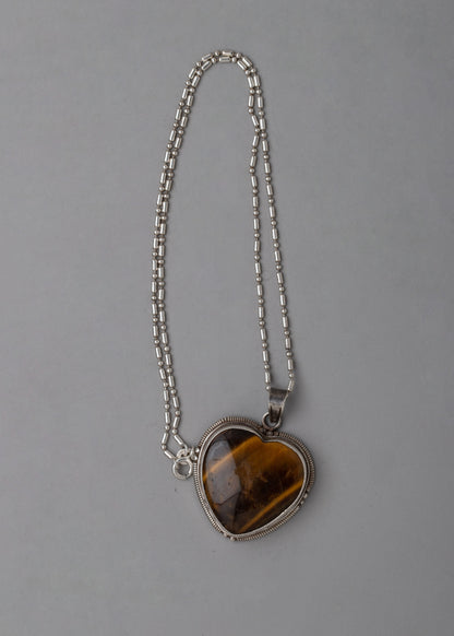 Tiger's Eye Pendant Locket Heart Shaped | Spiritual Jewelry for Balance and Insight