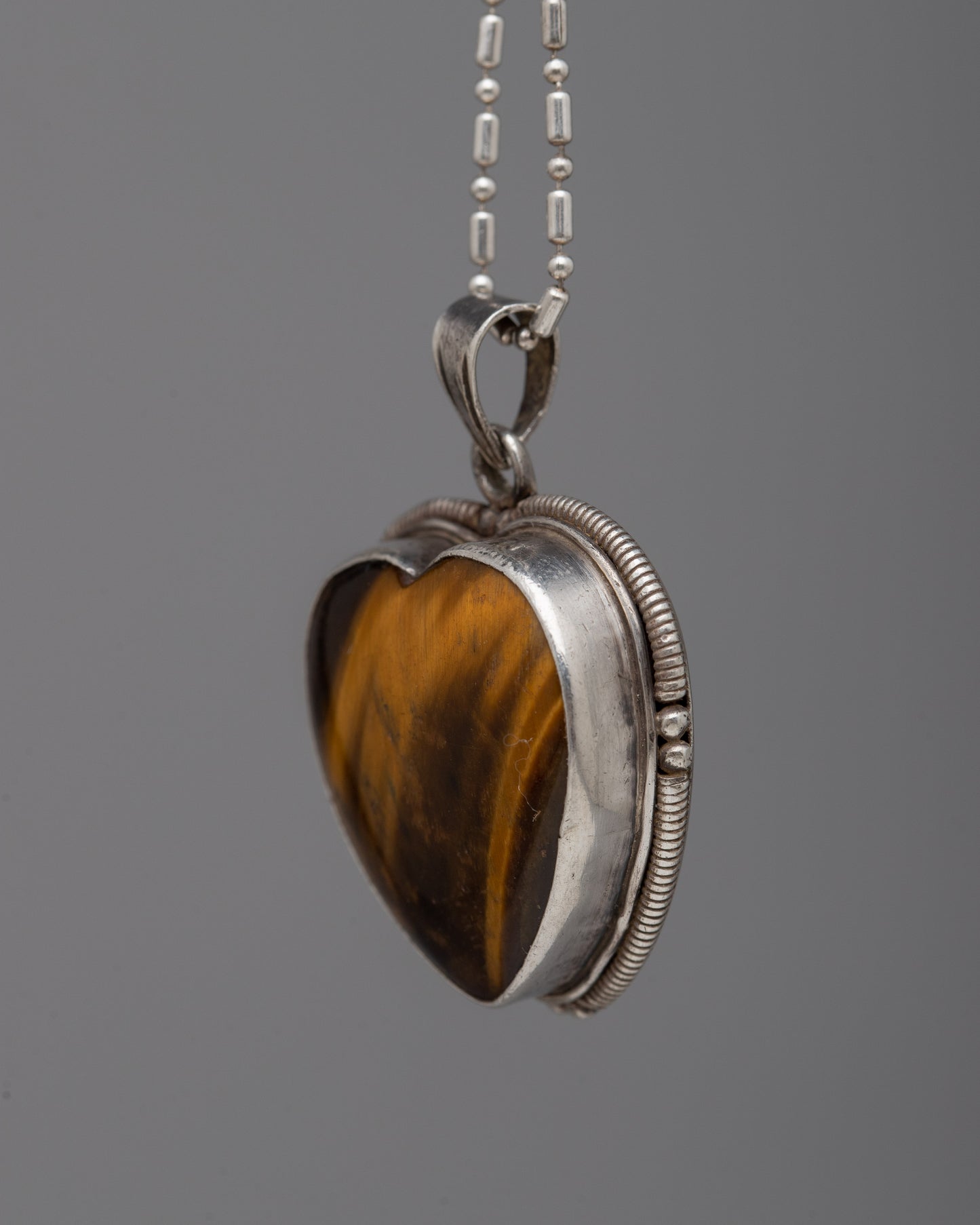 Tiger's Eye Pendant Locket Heart Shaped | Spiritual Jewelry for Balance and Insight