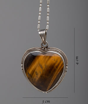 Tiger's Eye Pendant Locket Heart Shaped | Spiritual Jewelry for Balance and Insight