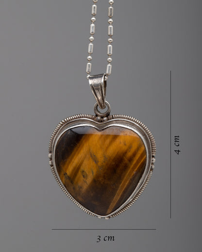 Tiger's Eye Pendant Locket Heart Shaped | Spiritual Jewelry for Balance and Insight