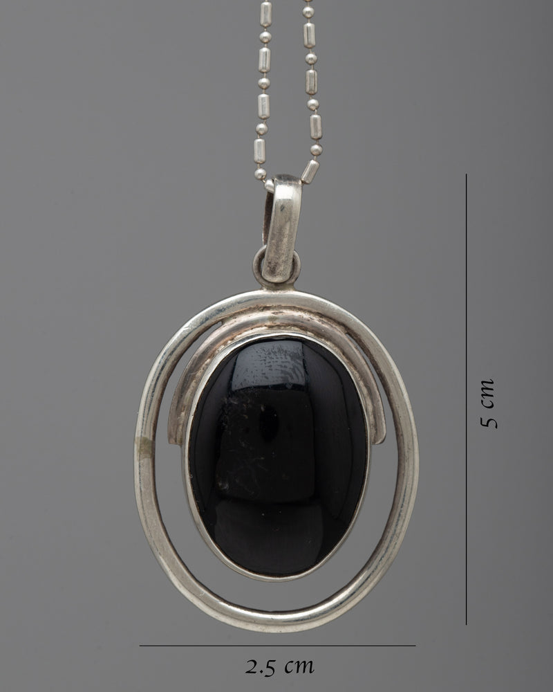 Black Onyx Locket | Pure Silver Pendant for Protection